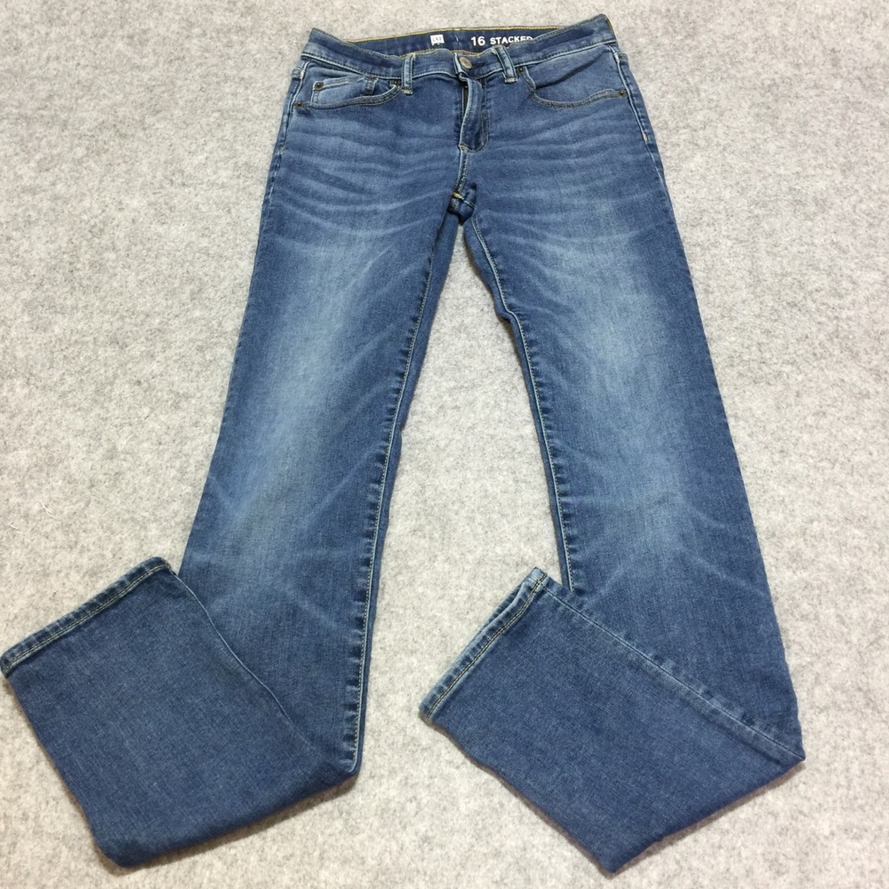 Gap Kids Boys Size 16 Stacked Skinny Jeans Medium Wash Blue Denim Stretch